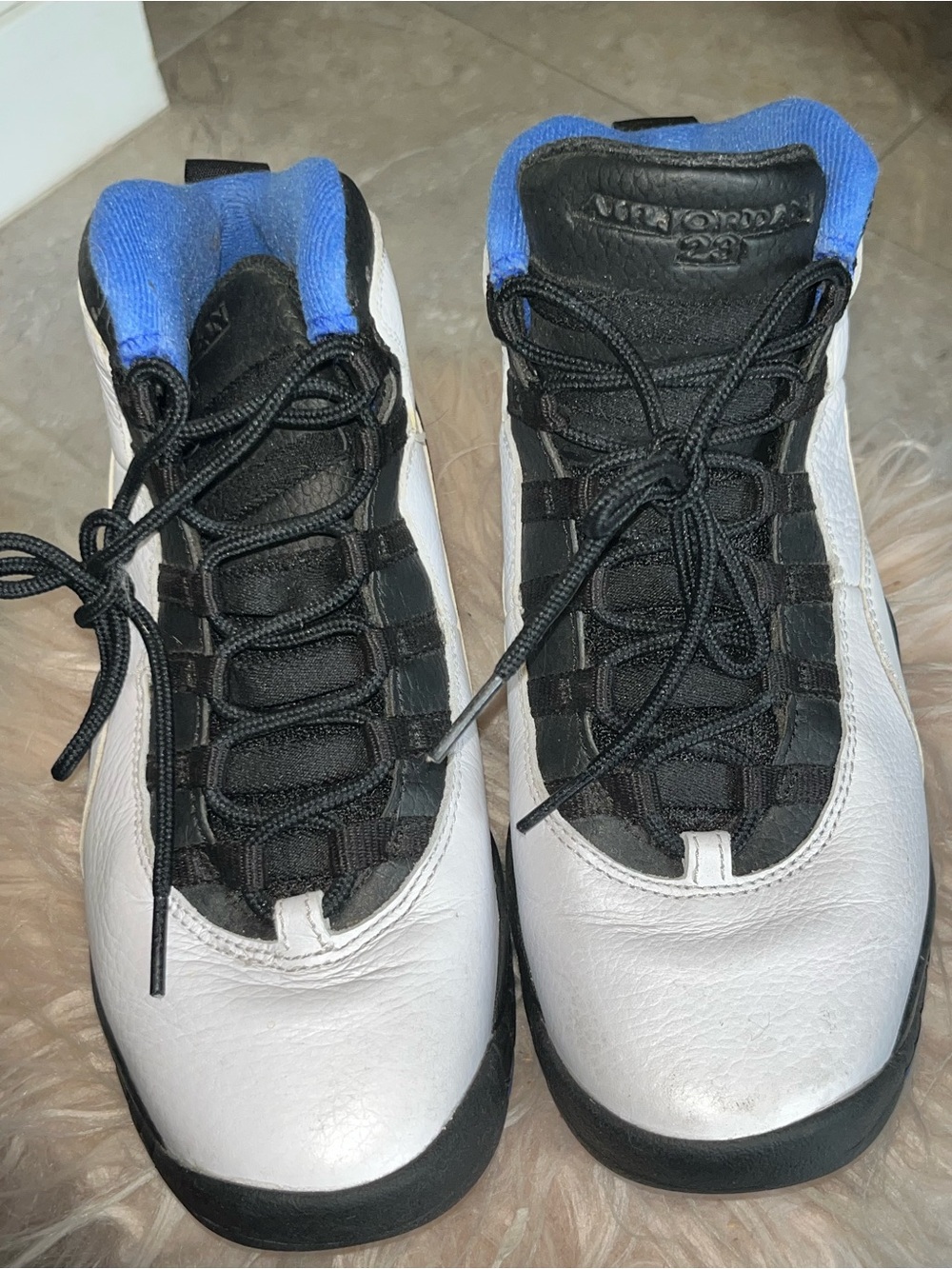 Jordan White, Black & Blue Retro Sneakers